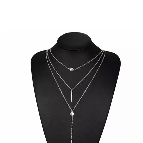 Silver Tone Multi-Layer Bar Necklace - Picture 3 of 3